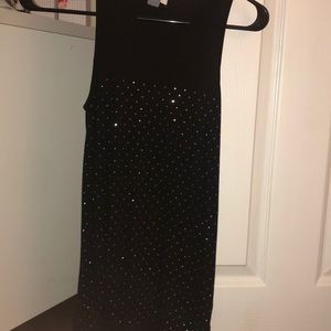 black tank with silver rhinestone detail